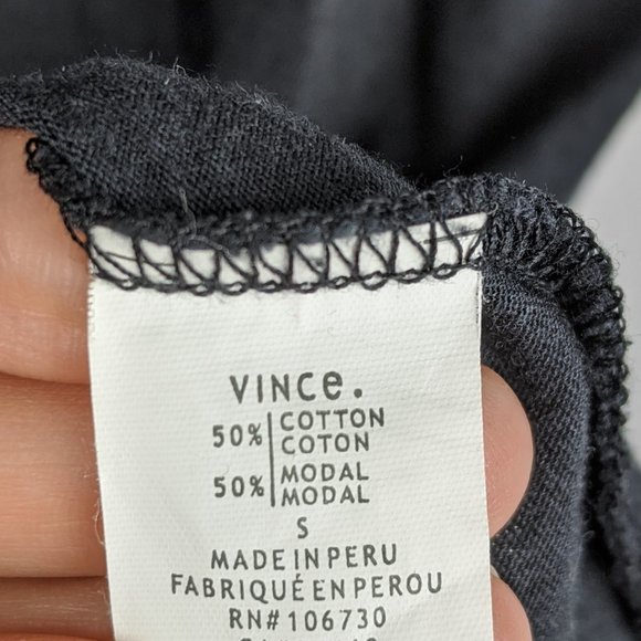 Vince Black V-Neck Short Sleeve Cotton T-Shirt S - Picture 4 of 6